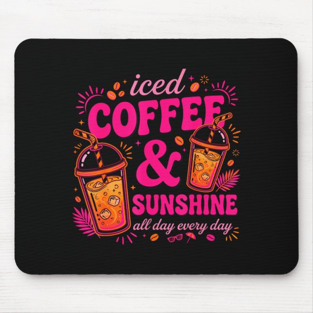 Retro iced coffee &amp; sunshine funny summer mouse pad (Front)