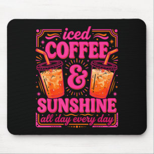 Retro iced coffee & sunshine funny summer mouse pad