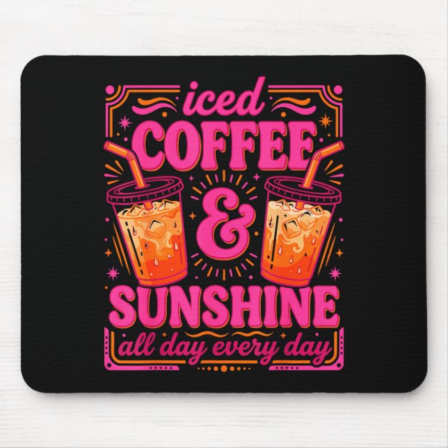 Retro iced coffee &amp; sunshine funny summer mouse pad (Front)