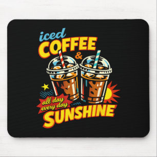 Retro Iced Coffee and Sunshine Coffee Lover Summer Mouse Pad