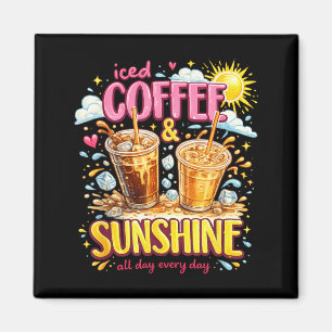 Retro Iced Coffee and Sunshine Funny Coffee Lover Magnet