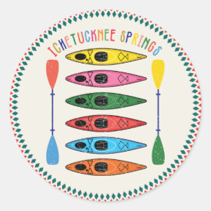 Retro Ichetucknee Springs Kayaking Classic Round Sticker