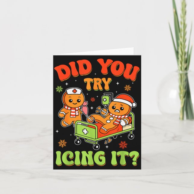 Retro Icu Nurse Christmas Gingerbread Did You Try  Card (Front)