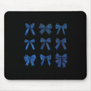 Retro Icy Blue Women Coquette Bow Ribbon Cute Girl Mouse Pad