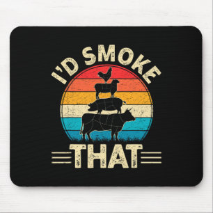 Retro I'd Smoke That Funny Byrbecue Smoker Bbq And Mouse Pad