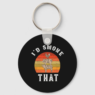 Retro I'd Smoke That Pork Pig Meat Chicken Smoking Key Ring