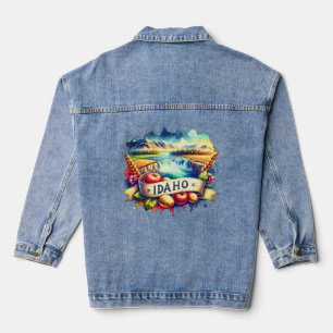 Retro Idaho Map s – Vintage usa map Denim Jacket