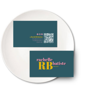 Retro IG Facebook Youtube   Social Media QR Code B Business Card