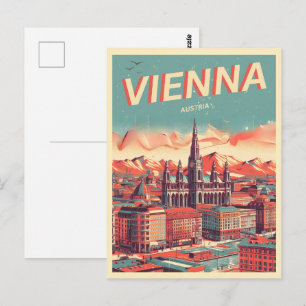 Retro illustrated Vienna city austria gifts Postcard