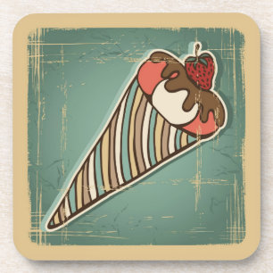 Retro Illustration of Ice Cream Coaster