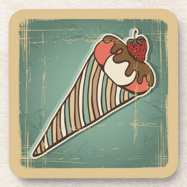 Retro Illustration of Ice Cream Coaster (Front)