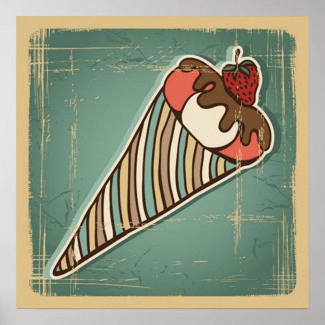 Retro Illustration of Ice Cream Poster (Front)