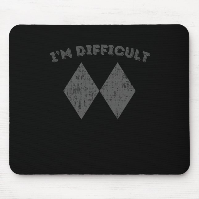 Retro Im Difficult Funny Double Black Diamonds Ski Mouse Pad (Front)