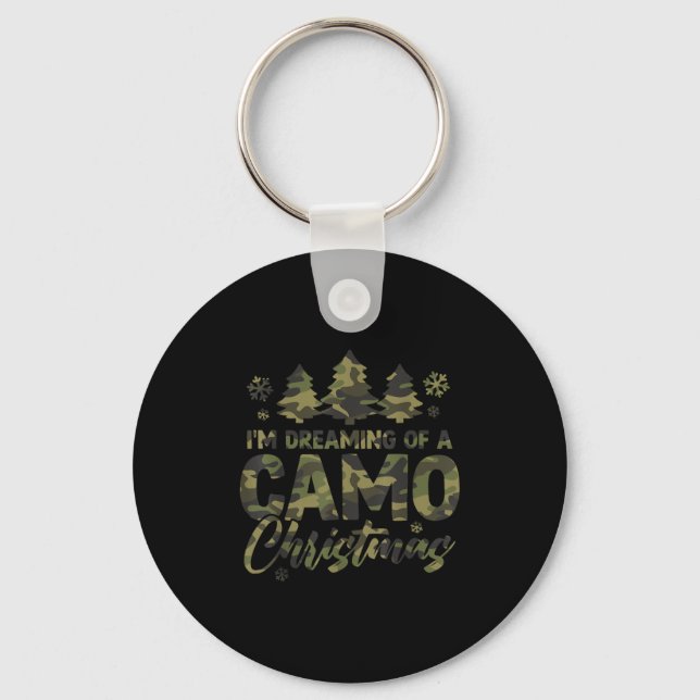 Retro I'm Dreaming Of A Camo Christmas Camouflage  Key Ring (Front)