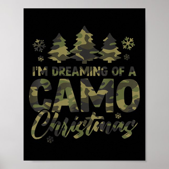 Retro I'm Dreaming Of A Camo Christmas Camouflage  Poster (Front)