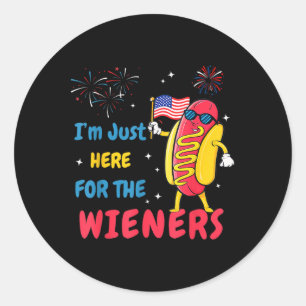 Retro I'm Just Here For The Wieners 4th Of July Ho Classic Round Sticker