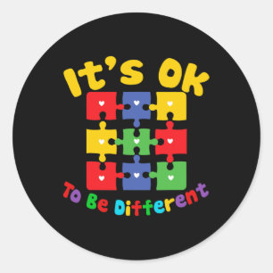 Retro In April We Wear Blue Puzzle Autism Awarenes Classic Round Sticker