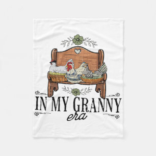 Retro In My Granny Era Farmhouse Chicken Wooden Gr Fleece Blanket