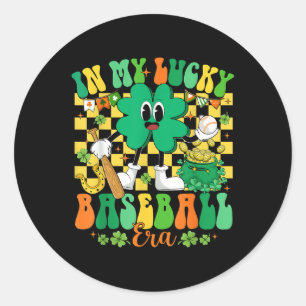 Retro In My Lucky Baseball Era St Patrick Day Base Classic Round Sticker