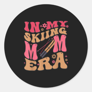 Retro In My Skiing Mum Era Mama Boy Classic Round Sticker