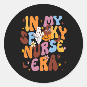 Retro In My Spooky Nurse Era Funny Spooky Nurse Ha Classic Round Sticker