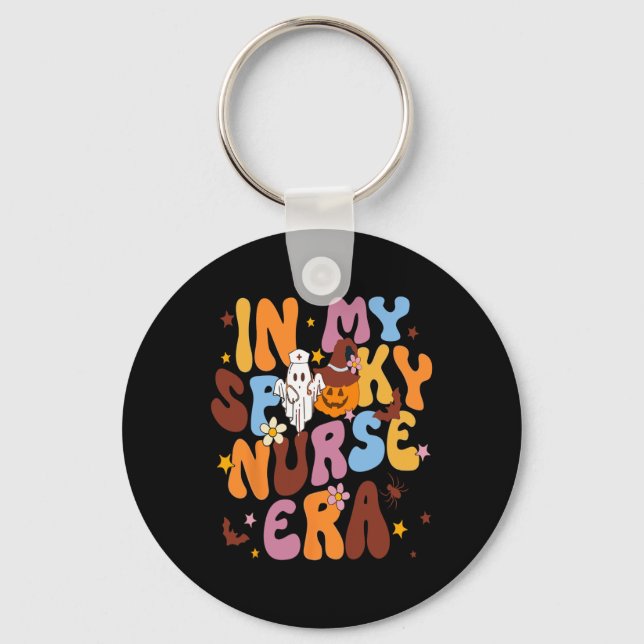 Retro In My Spooky Nurse Era Funny Spooky Nurse Ha Key Ring (Front)