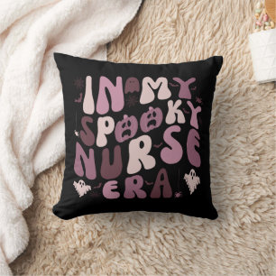 Retro In My Spooky Nurse Era Quote Halloween Cushion