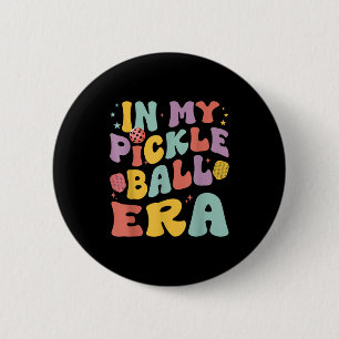 Retro in pickleball era funny pickleball player 6 cm round badge