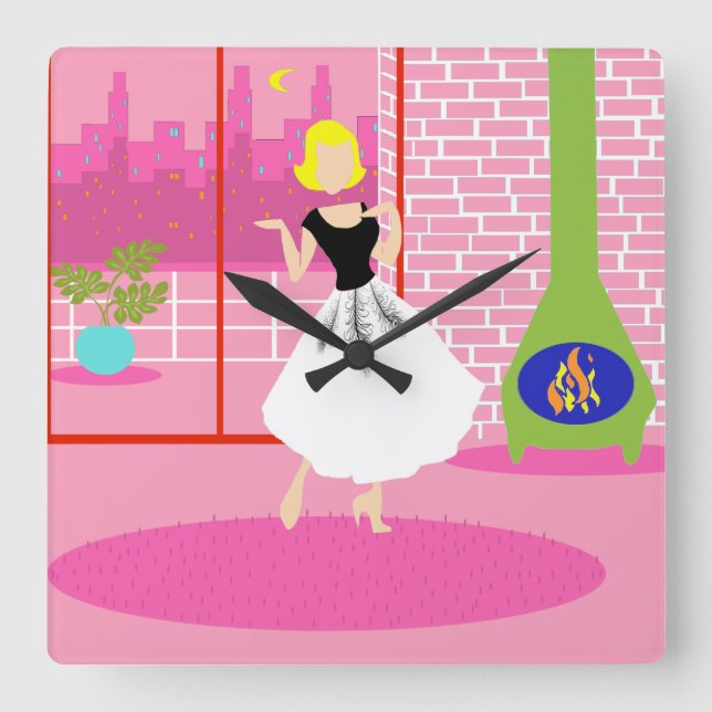 Retro In the Pink Acrylic Wall Clock (Front)