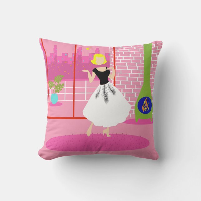 Retro In the Pink Throw Pillow (Front)