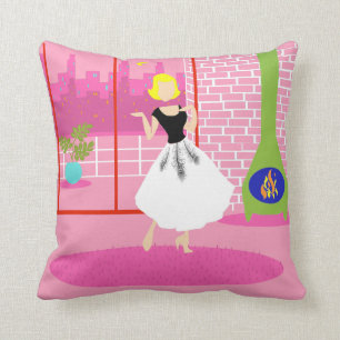 Retro In the Pink Throw Pillow