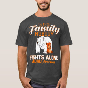 Retro In This Family Nobody Fights Alone ADHD Awar T-Shirt