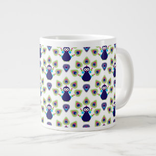 retro india exotic peacock large coffee mug