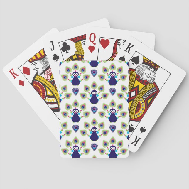 retro india exotic peacock playing cards (Back)