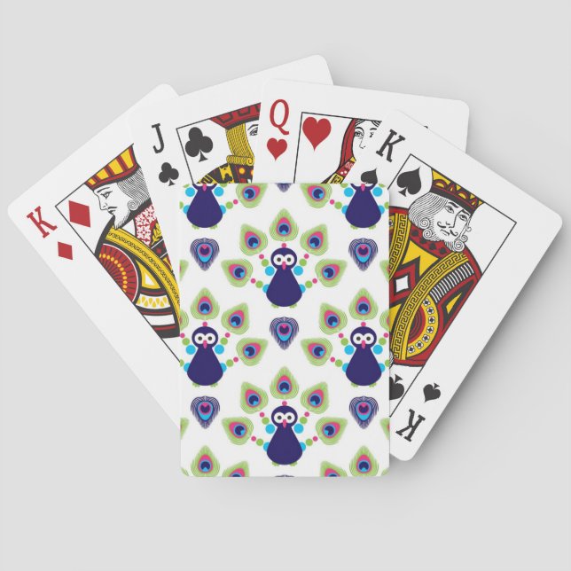 retro india exotic peacock playing cards (Back)