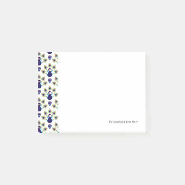 retro india exotic peacock post-it notes (Front)
