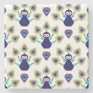 retro india exotic peacock stone coaster