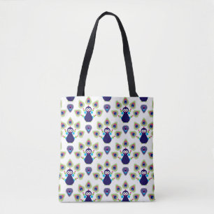 retro india exotic peacock tote bag