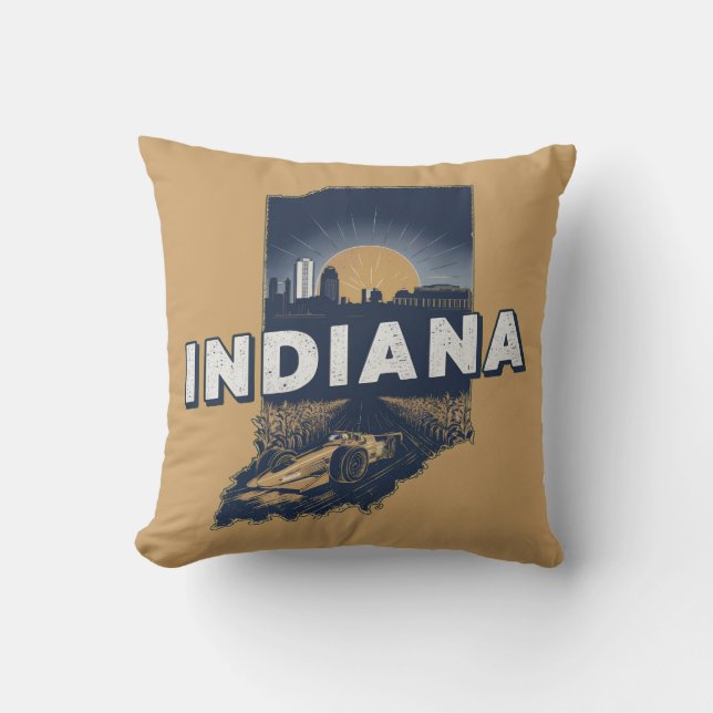 Retro Indiana Scenic Silhouette Cushion (Front)