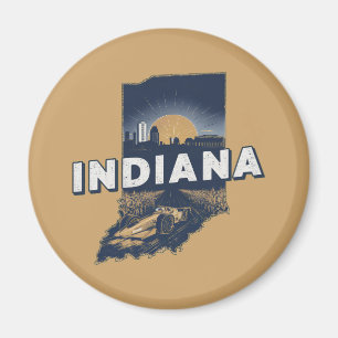 Retro Indiana Scenic Silhouette Magnet