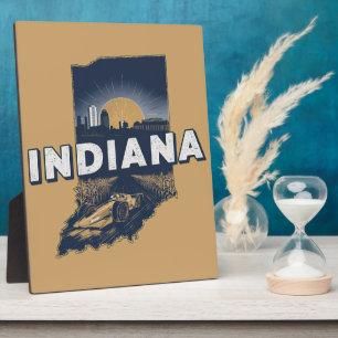 Retro Indiana Scenic Silhouette Plaque