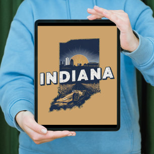 Retro Indiana Scenic Silhouette Poster