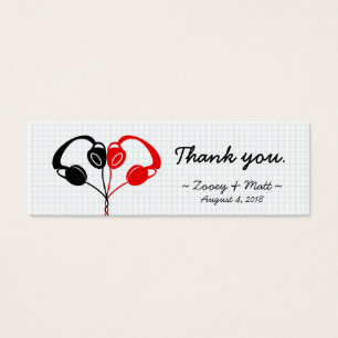 Retro Indie Headphones Heart Wedding Red and Black