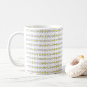 Retro Indie Yellow Daisy Line Art Pattern Coffee Mug