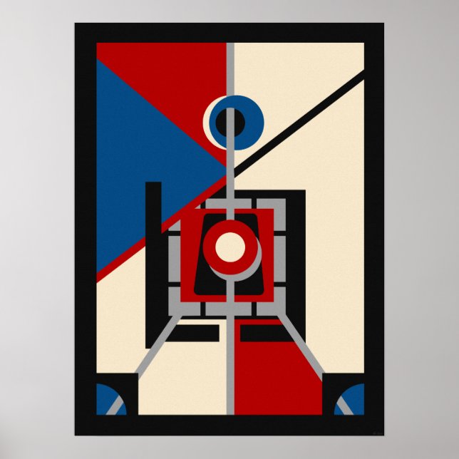 Retro Industrial Deco Geometric Art Poster (Front)