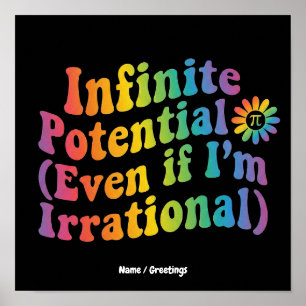 Retro Infinite Potential Irrational Pi Day Math Poster
