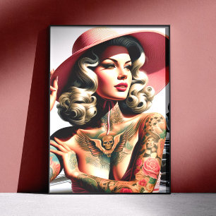 Retro Inked Pin-up Poster