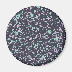 Retro Inky Black Speckled Pastel Splatter Paint Magnet