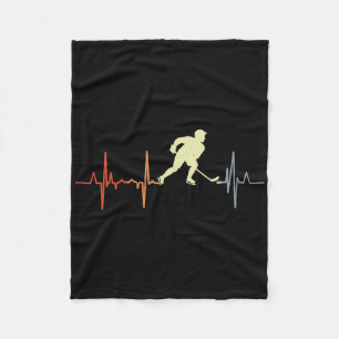 Retro Inline Hockey Pulse Line Vintage Cardiogram Fleece Blanket