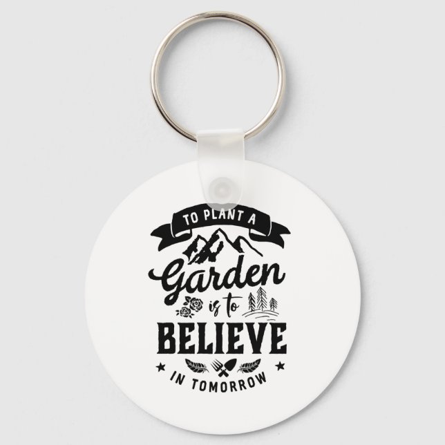 Retro Inspirational Gardening Gardener and Farmer Key Ring (Front)